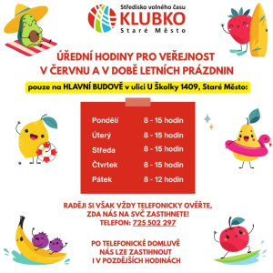 Rozpis úředních hodin pro veřejnost ČERVEN - SRPEN